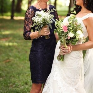 Navy Lace 3/4 sleeve dress