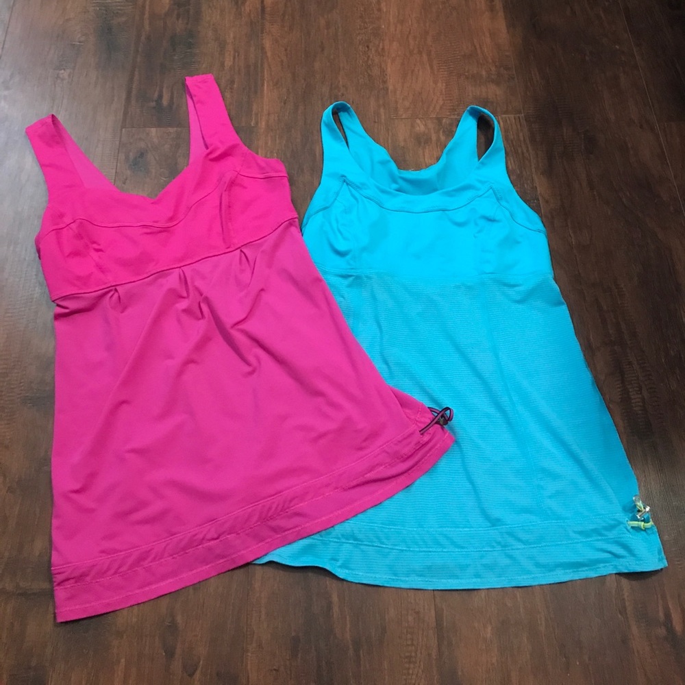 Pink & blue Lululemon drawstring bottoms tank tops