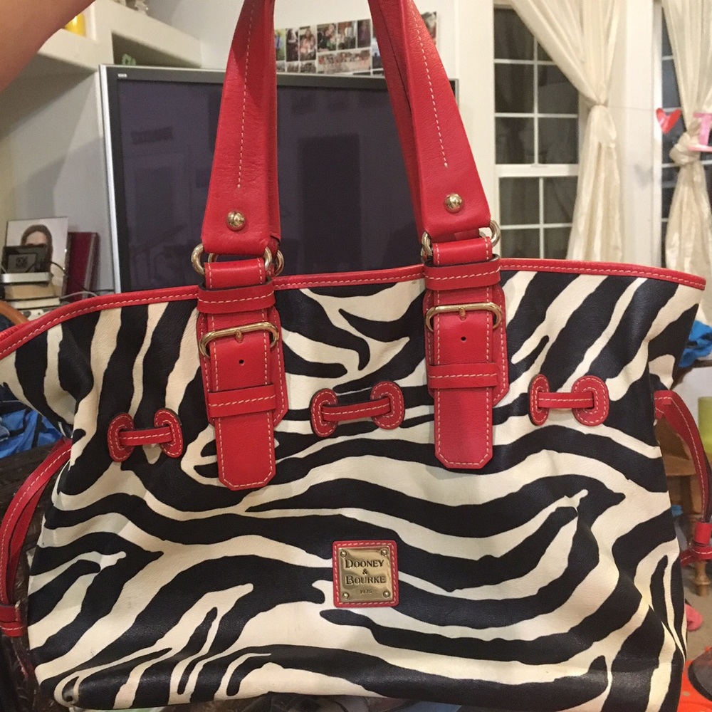 Dooney & Bourke Black Red Zebra Emb CHIARA Purse