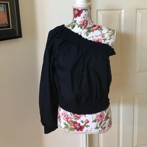 Free People Ruffled Blouse with one Sleeve style