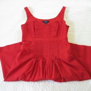 Chaps Bright Red Pleated Sundress Sleeveless