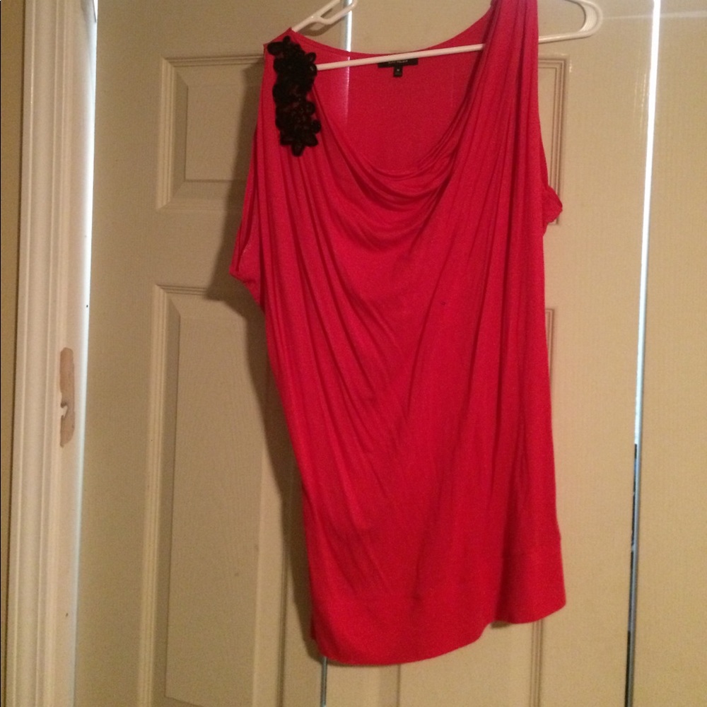Express pink with black flower cowl neck tank