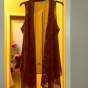 Violet lace n see through flowey vest