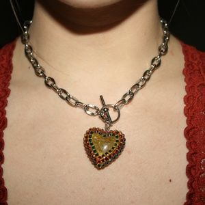 Tarina Tarantino Crystal Heart Toggle Necklace