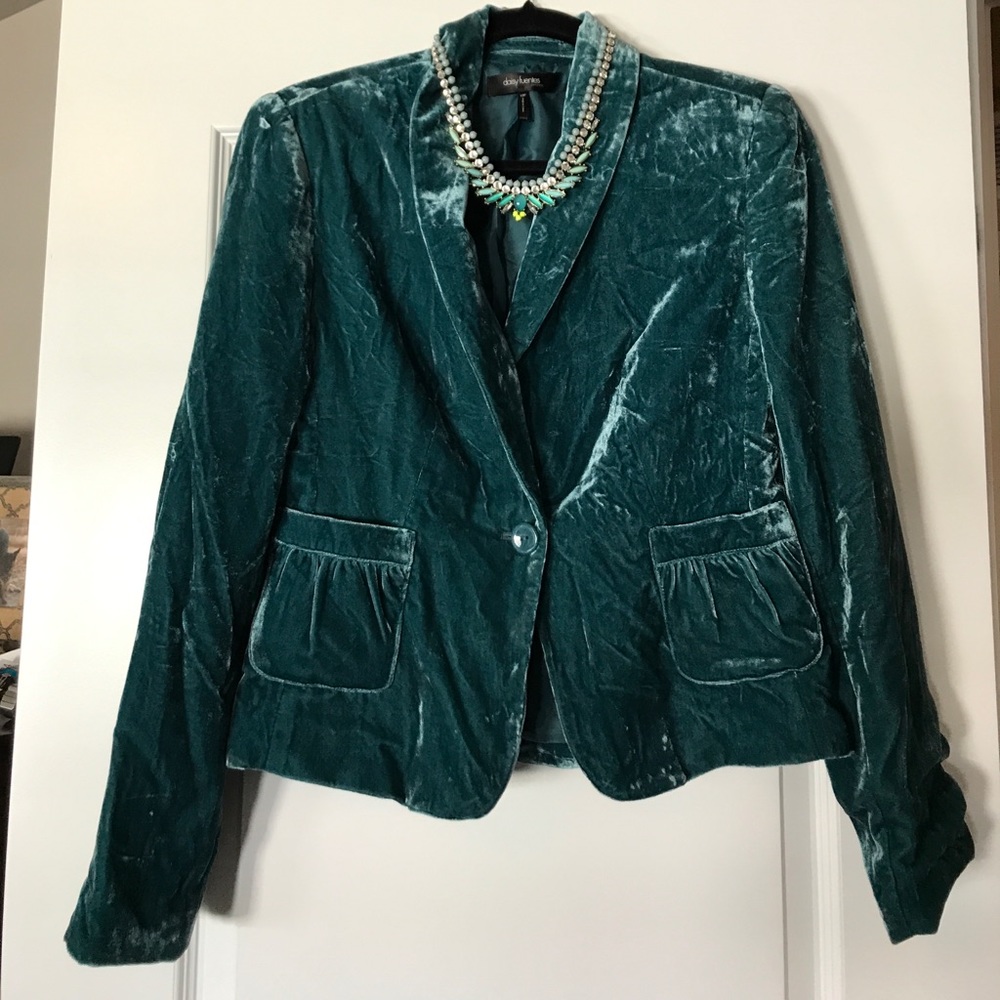 Teal velvet blazer