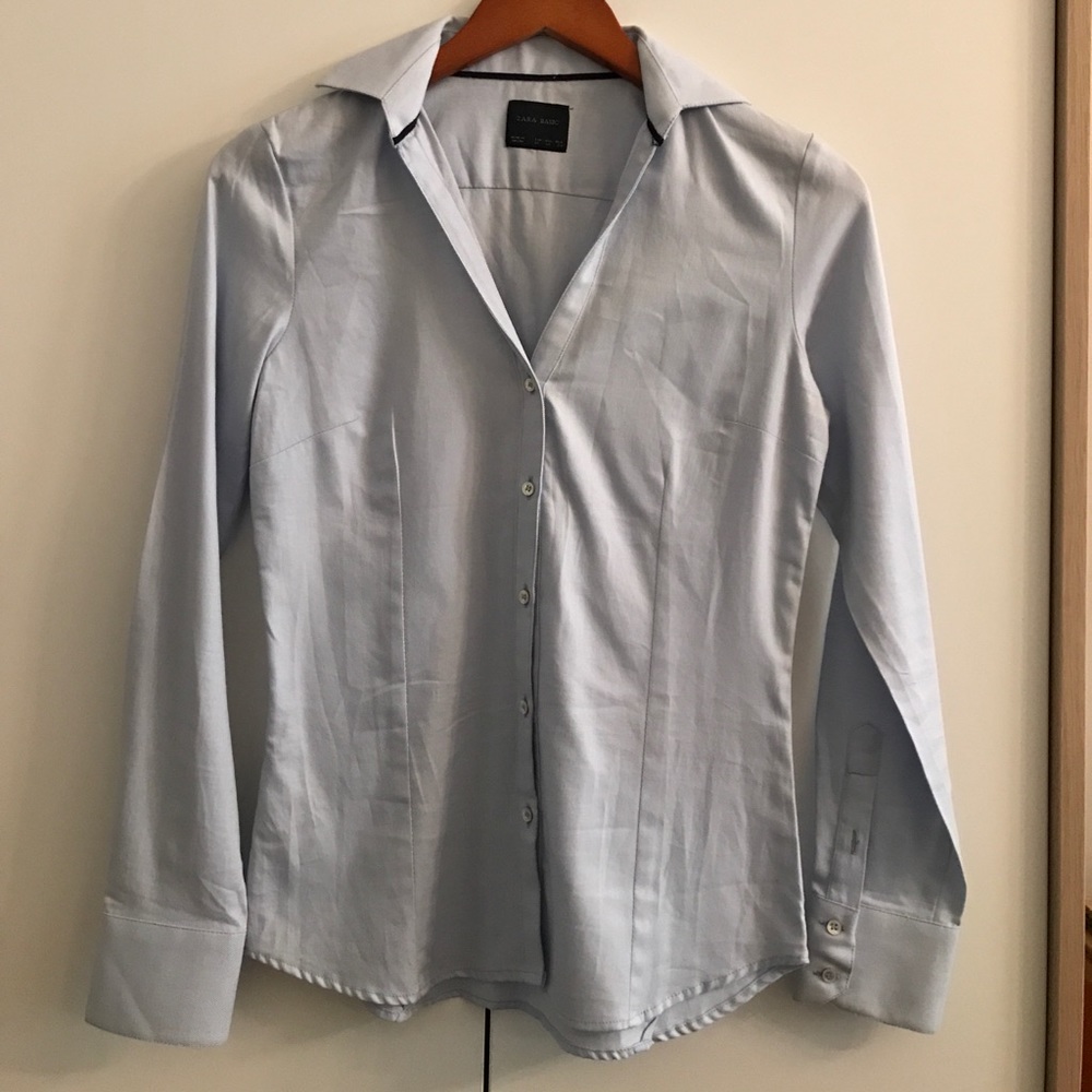 Zara Basic Blue Button-Down Shirt