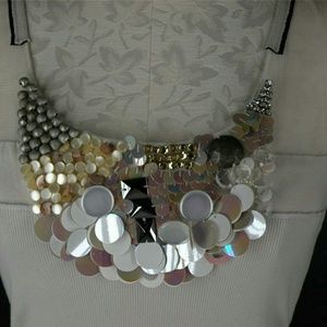 Teri Jon Gray Sequined Beaded Embellished Tank