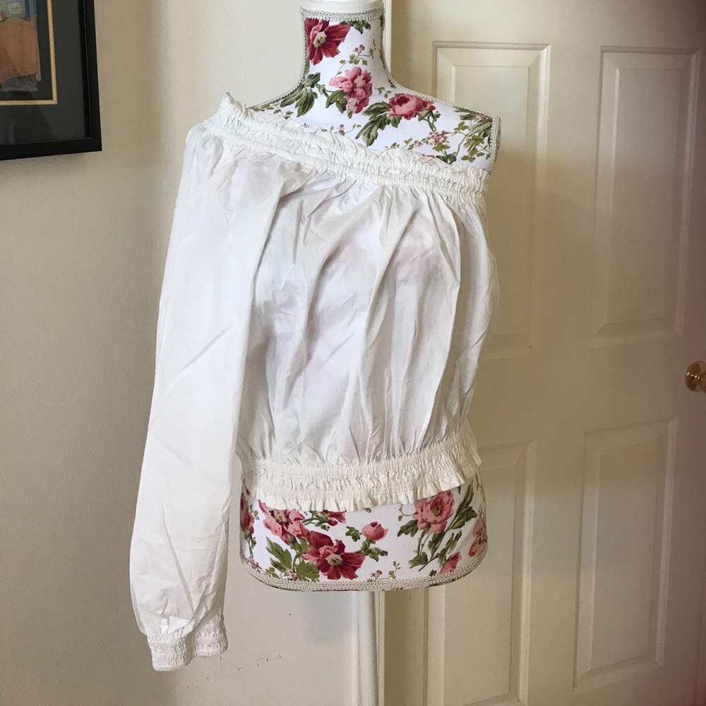Free People Ruffled Blouse with one Sleeve style