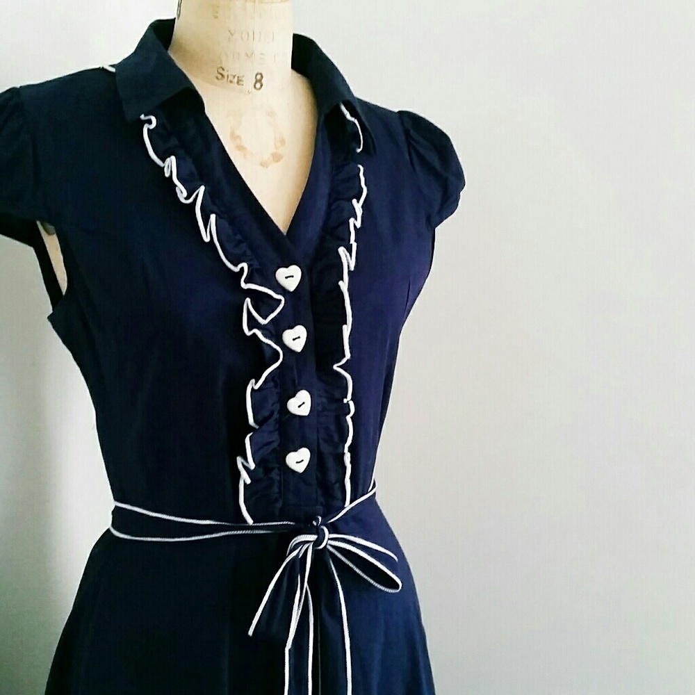 Modcloth navy blue midi dress