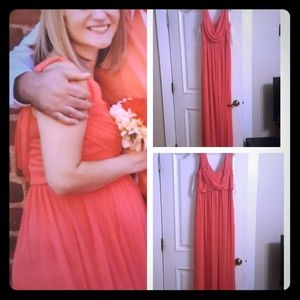 Long Mesh Dress with Cowl Back Detail GUAVA