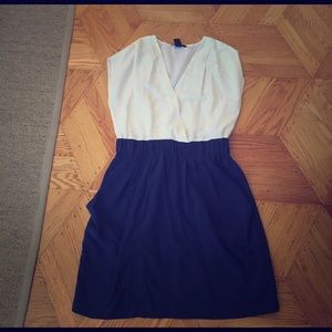 H&M White and Navy Dress