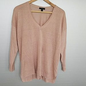 J CREW Linen Dusty Pink V Neck Sweater