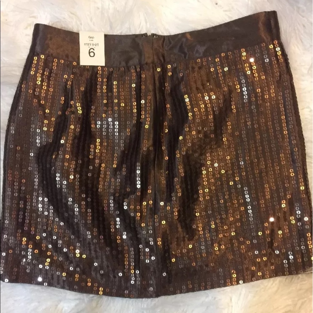 NWT GAP 6 Brown Satin Skirt With Allover Sequins