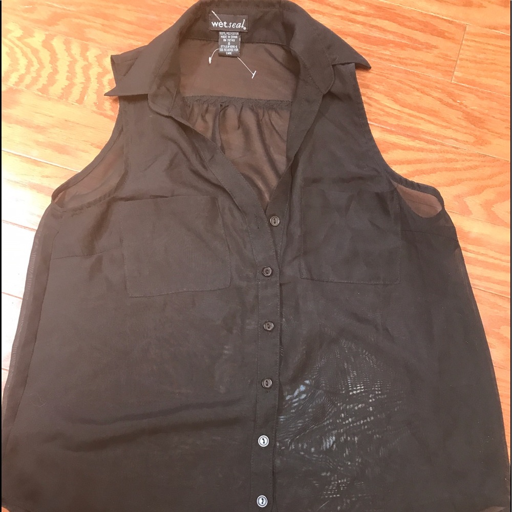 Sheer sleeveless black top
