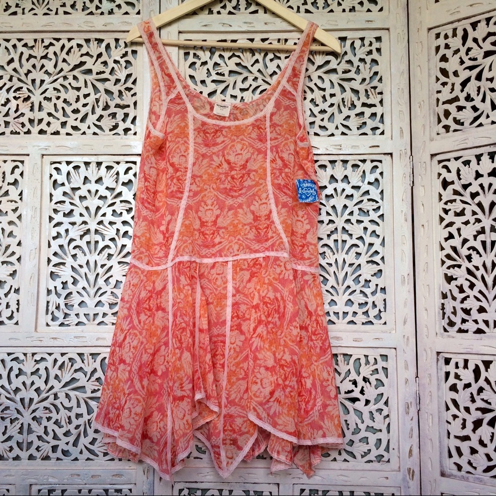 NWT Free People Intimately dress sheer pink lace