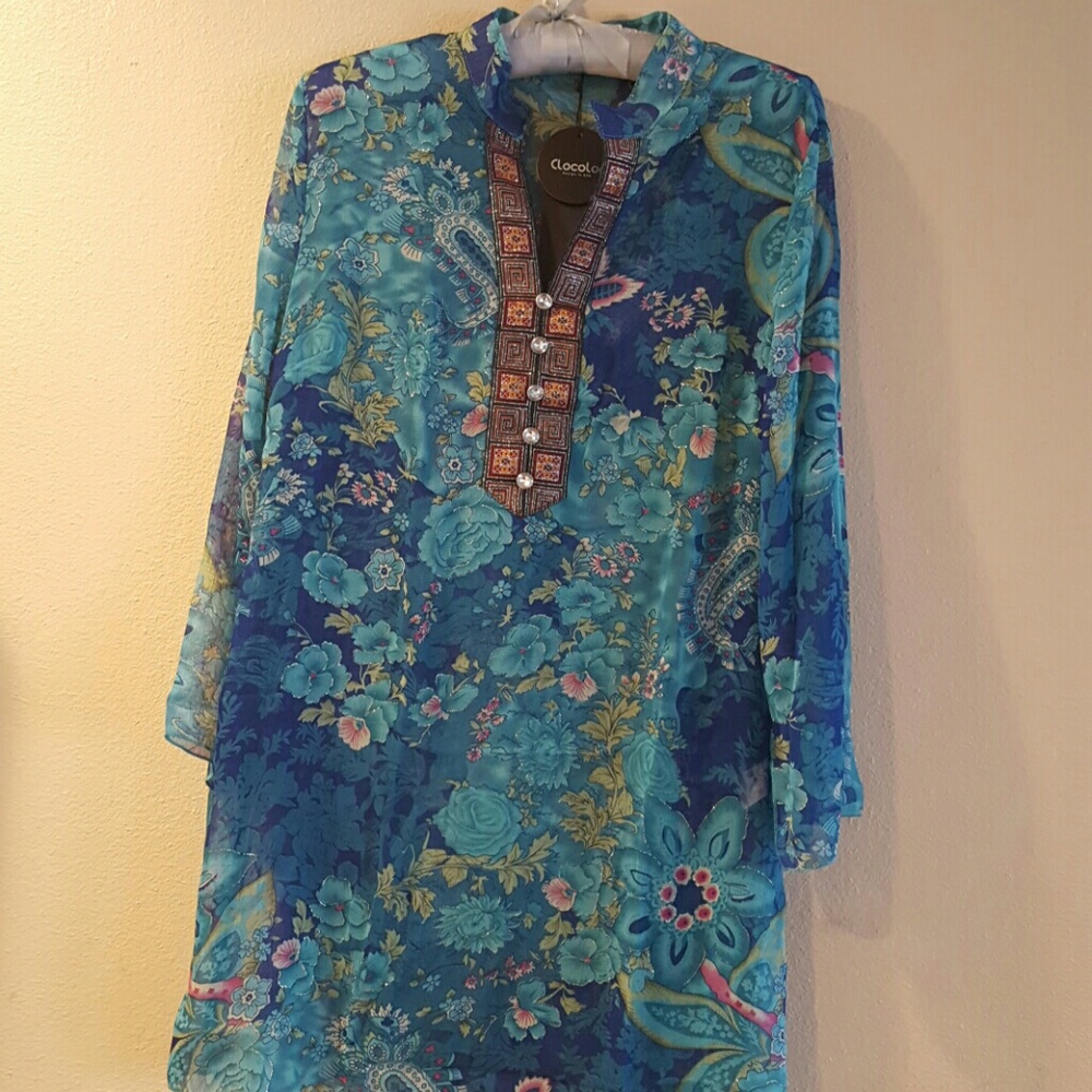 Clocolor beautiful blues tunic XL