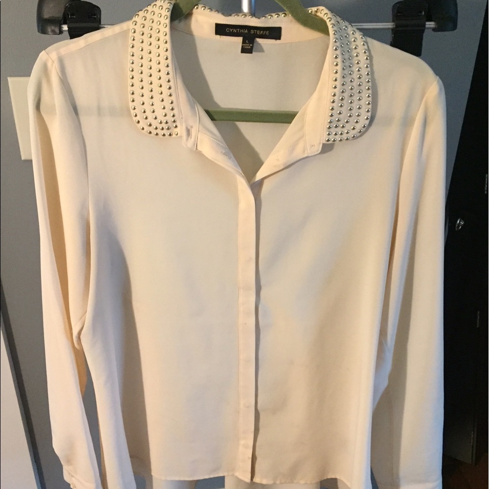 Cynthia Steffe peach chiffon blouse