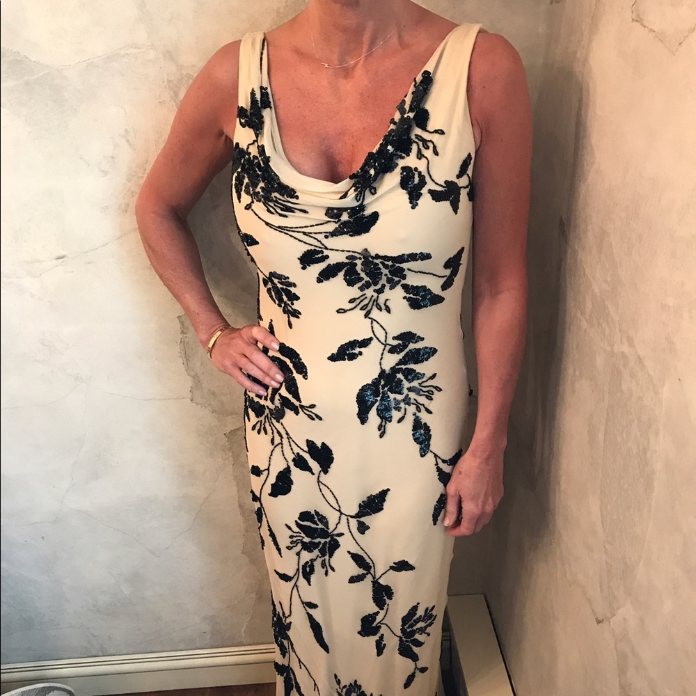 Sue Wong Evening Gown w/ black sequin bead detail