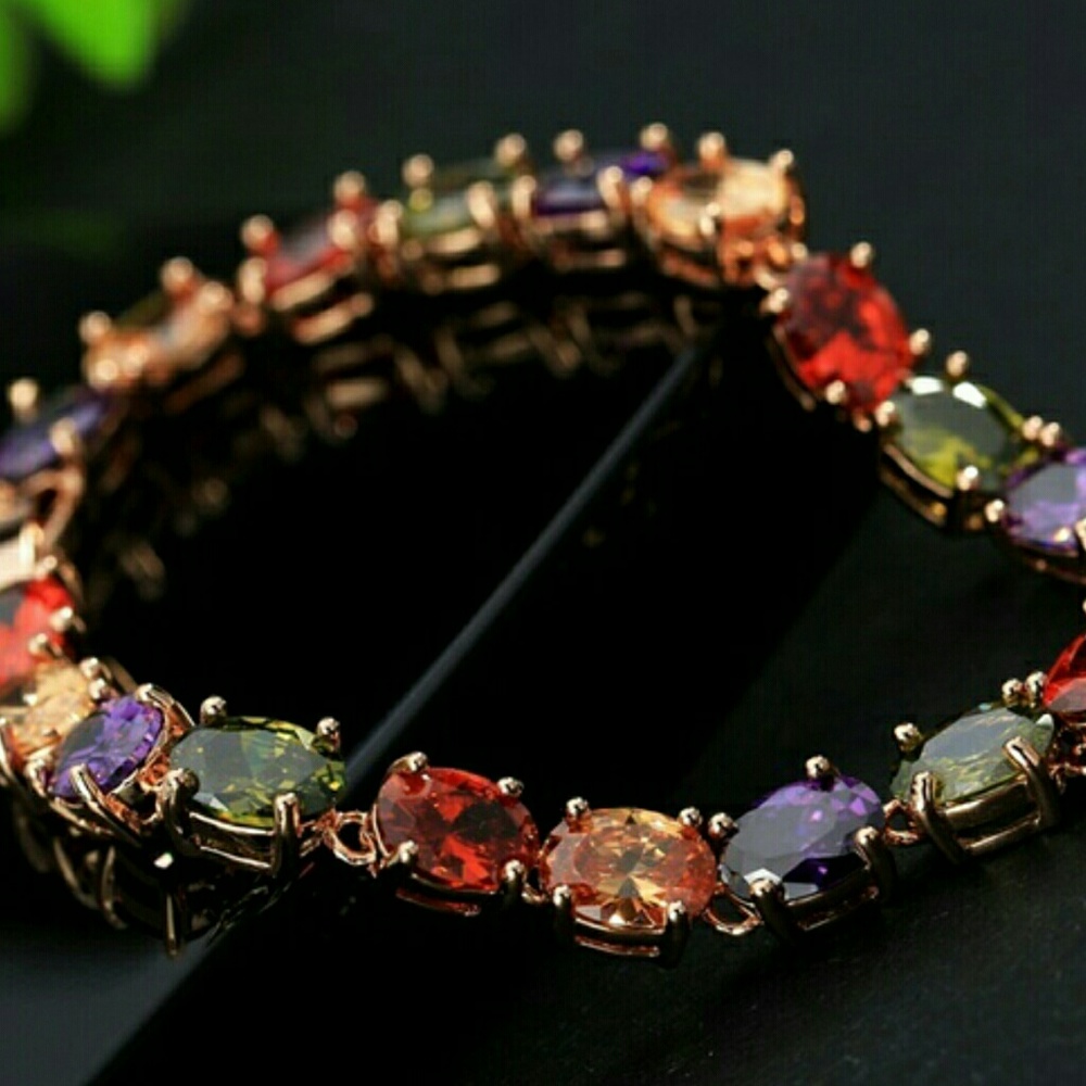 36 Carat Muti Precious Gem Rose Gold Bracelet