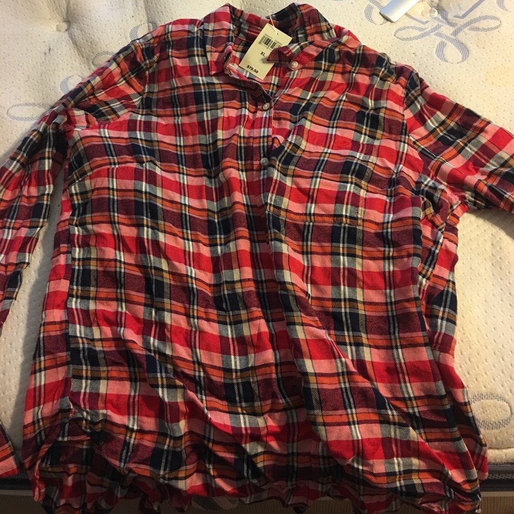 Lucky brand plaid shirt women's XL