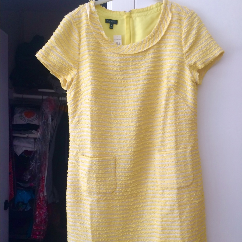 Talbots' Yellow/ White/Silver Tweed Sheath Dress