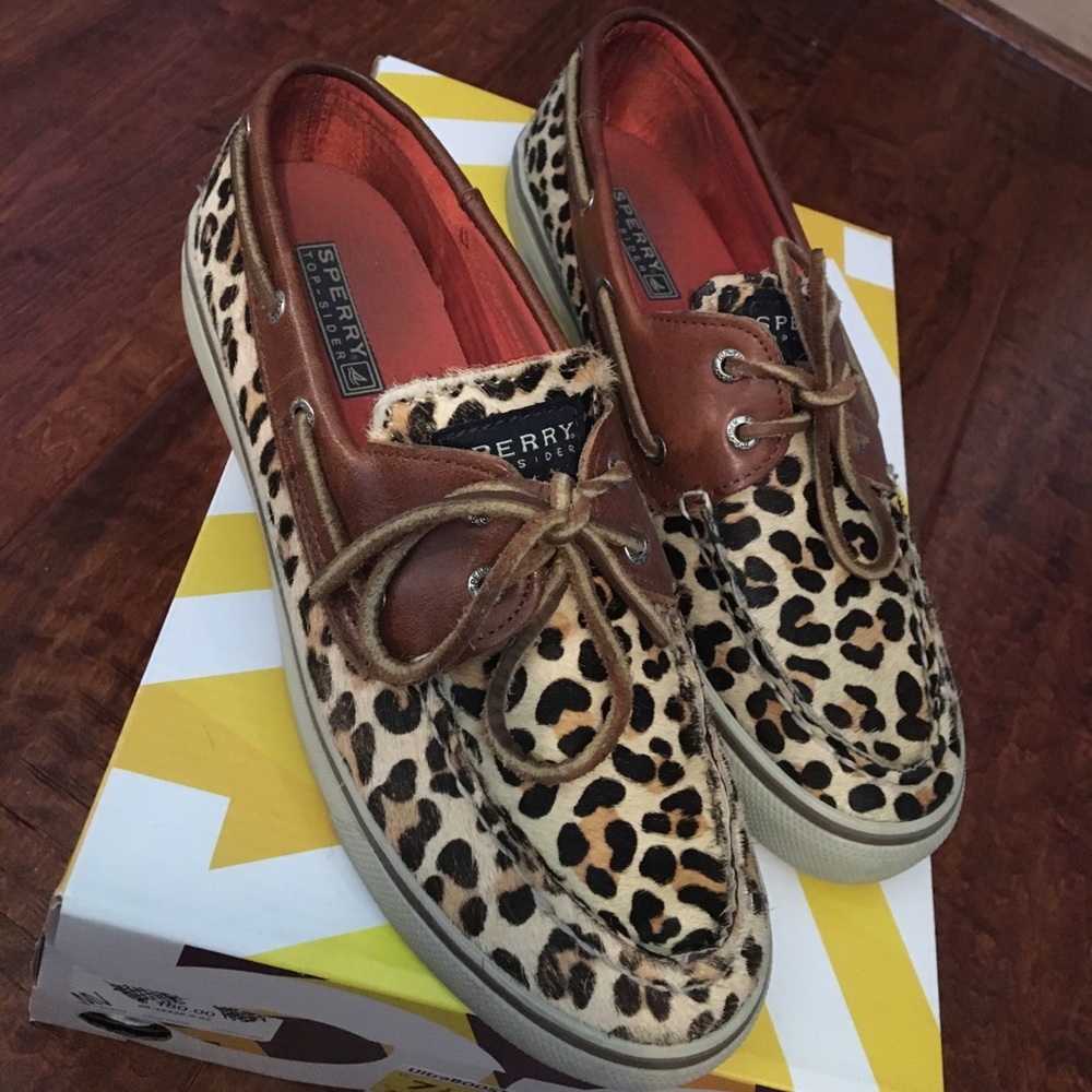 Leather faux cheetah fur sperrys