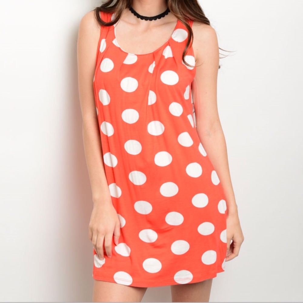 Orange White Dots Dress( MADE USA) - Picture 3 of 6