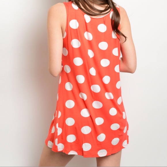 Orange White Dots Dress( MADE USA) - Picture 2 of 6