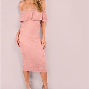 Pink Suede off the shoulder dress