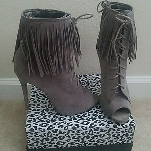 Liliana Fringe Peep Toe Bootie
