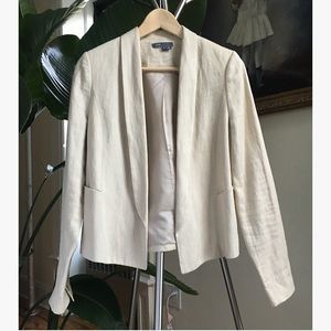 VINCE Linen Blazer Natural Cream Off White 8