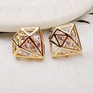 Jewelry - Faux Gold diamond shape sparky stud earrings Jewelry - Faux Gold diamond shape sparky stud earrings
