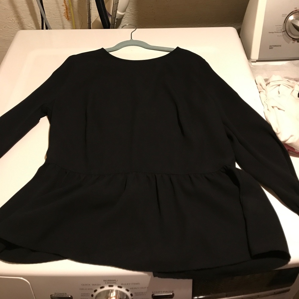 Long sleeve black peplum top