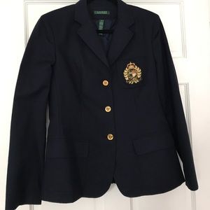 ralph lauren navy blazer with ralph lauren logo
