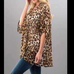 Sheer leopard print Cardigan NWT