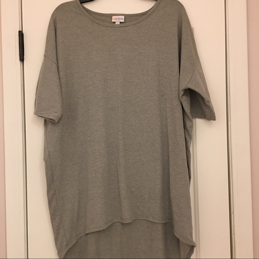 Lularoe Gray and White Stripe Medium Irma