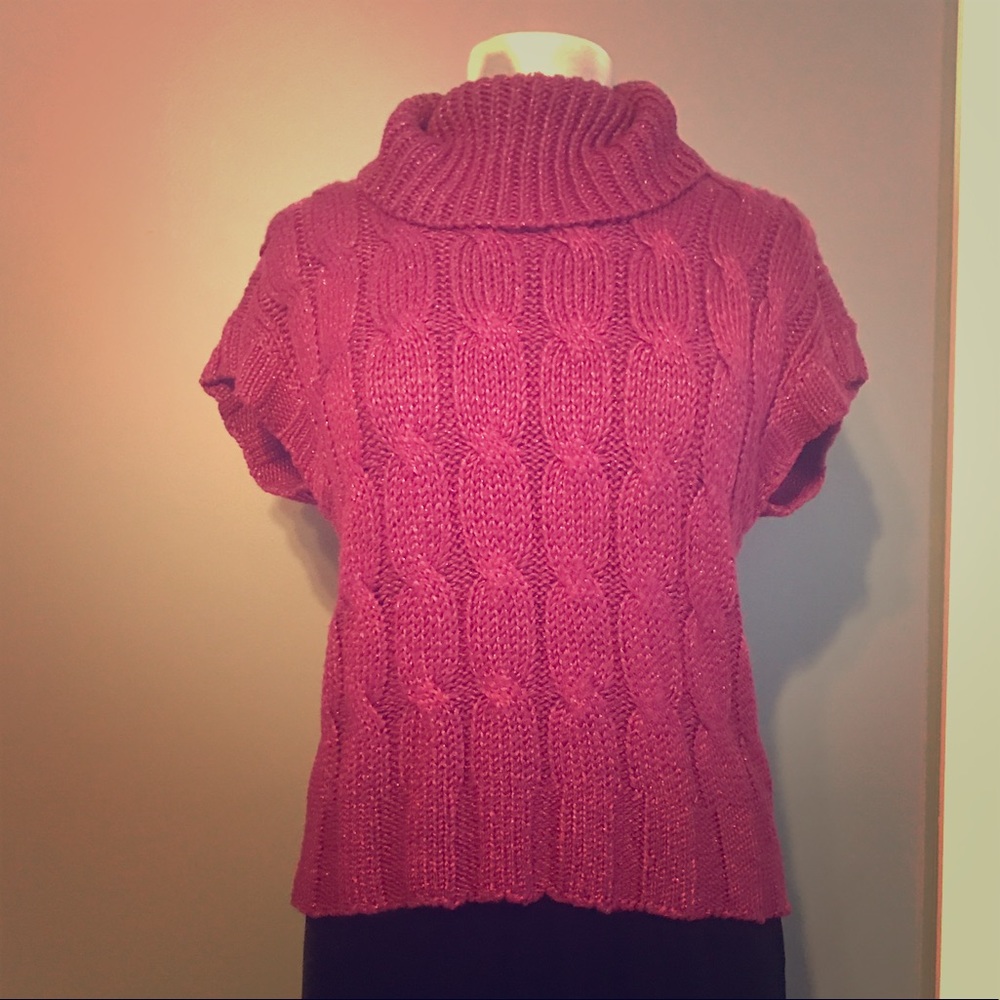 a.n.a. Glitter Fuchsia Cable Knit Sweater, Size XL