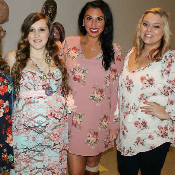 Pink floral bell sleeve dress - Picture 1 of 2