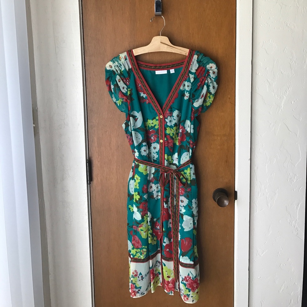 NY&Co Teal Button up Flower Dress