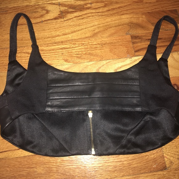 N+C Black Leather & Denim Top - Picture 4 of 5