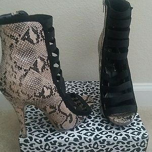 Strappy Snake Print Stiletto Heels
