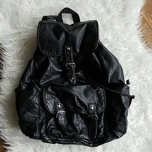 Full size Black pleather  backpack