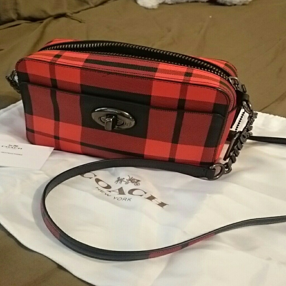 Plaid Coach crossbody bag