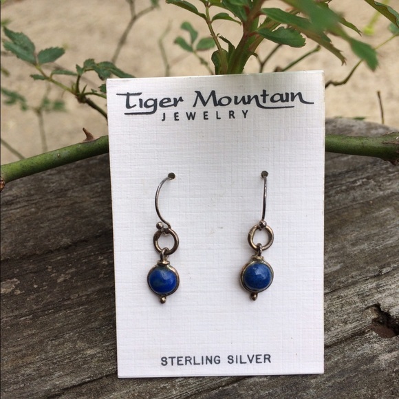 Tiger Mountain Jewelry - Sterling Silver Blue Stone Drop Earrings