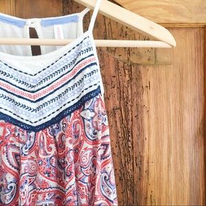 Xhilaration Embroidered Top with Sharkbite Hem