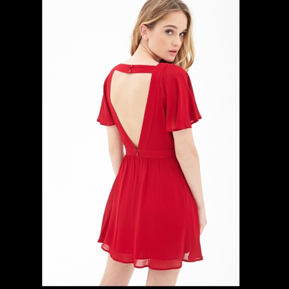 Red Open Back Mini Dress