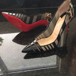 Christian Louboutin Blk Leopard Mesh Heels