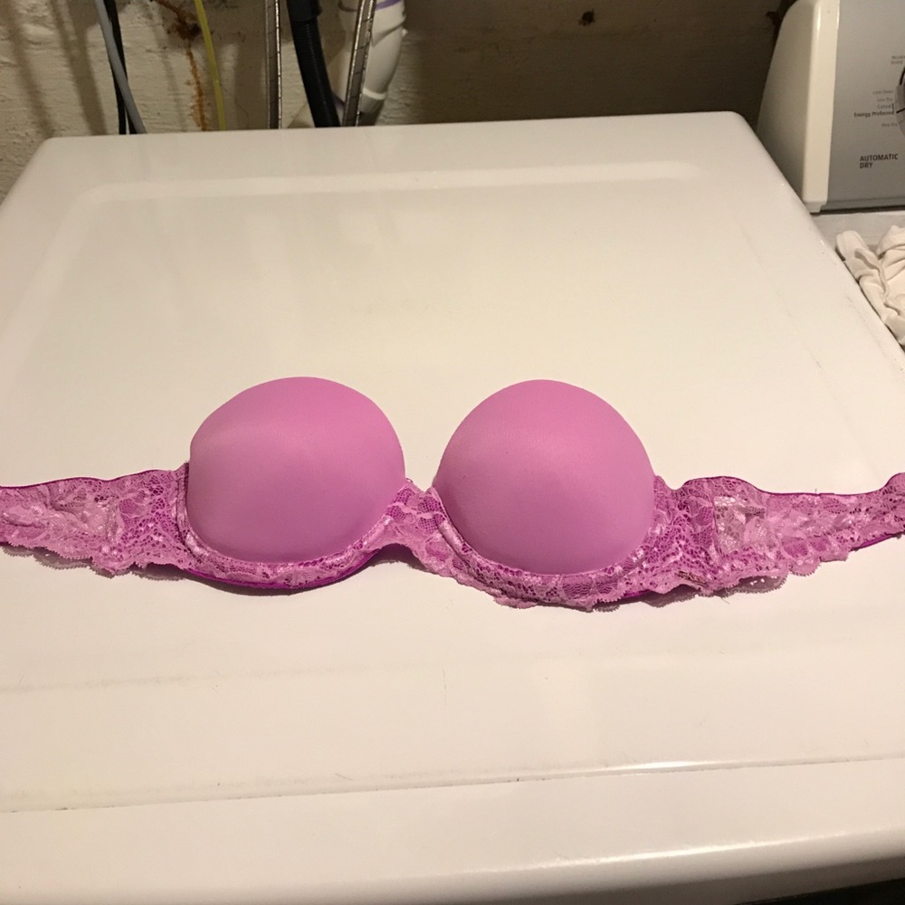 Purple lace Victoria's Secret strapless bra