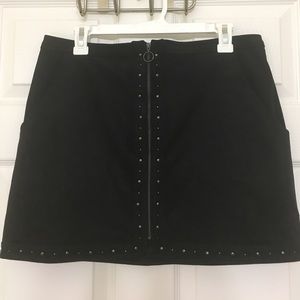 Faux Suede full front zip skirt