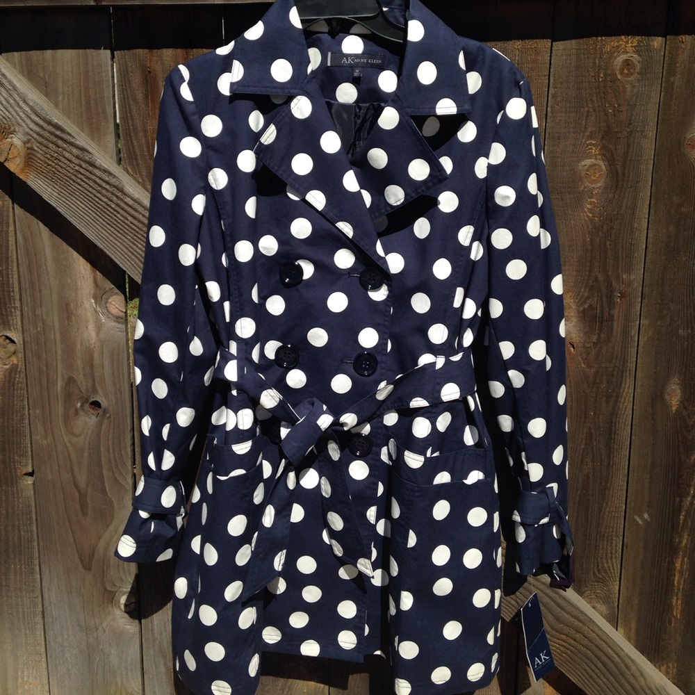 Anne Klein Polka Dot Trench Coat